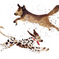 'Leaping Pups' Card